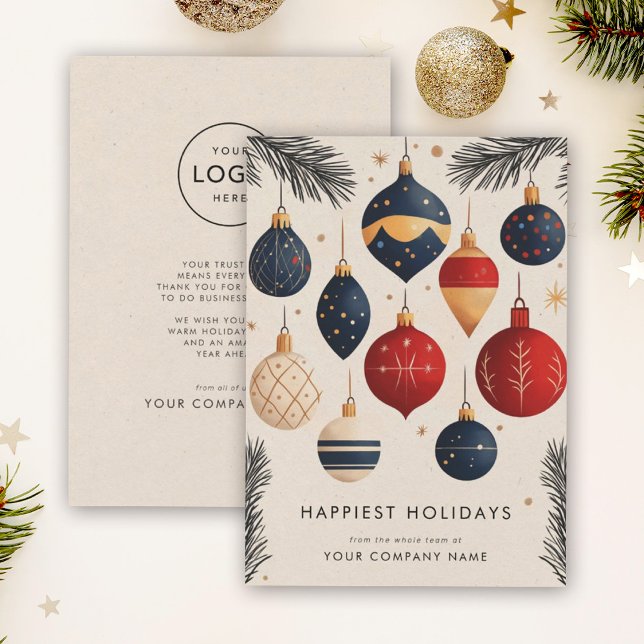 Midcentury Modern Christmas Ornaments Business Holiday Card (Creator Uploaded)