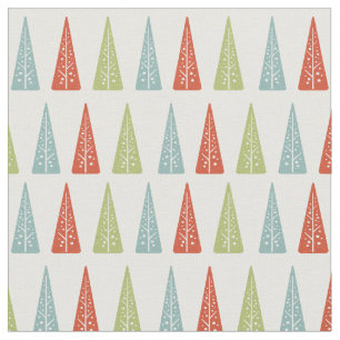 Midcentury Modern Christmas Trees Pattern Cream Fabric