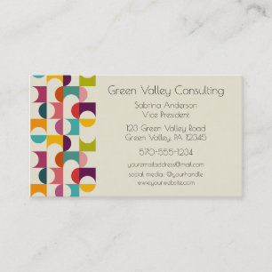 Midcentury Modern Colourful Geometric Print  Business Card