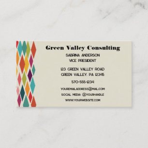 Midcentury Modern Colourful Geometric Print Business Card