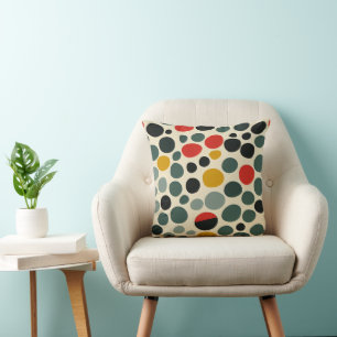 Midcentury Modern Dots Throw Pillow