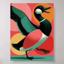 Midcentury Modern Duck Bold Geometric Art