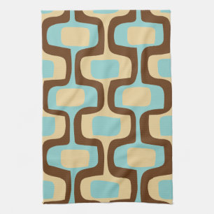 Midcentury modern geometric squiggly shapes tea towel