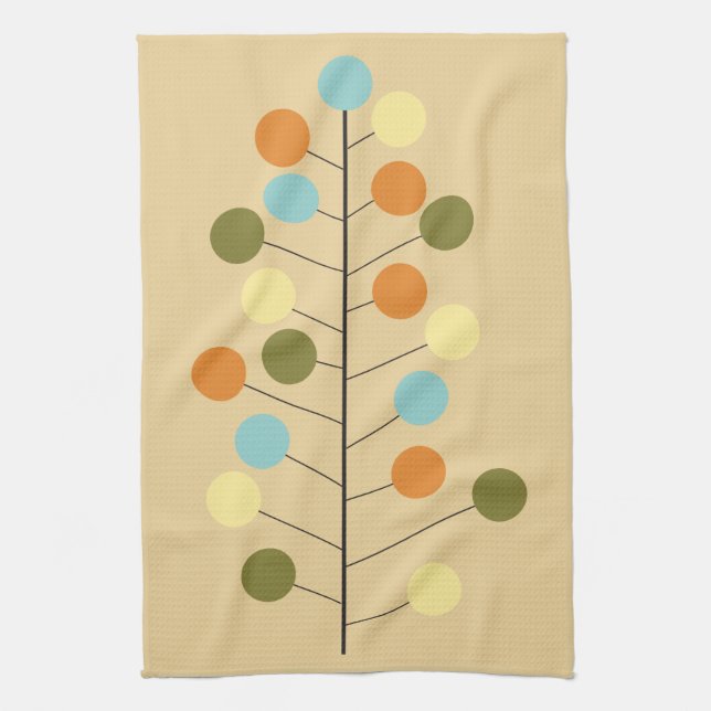 Midcentury modern geometric tree shape tea towel (Vertical)