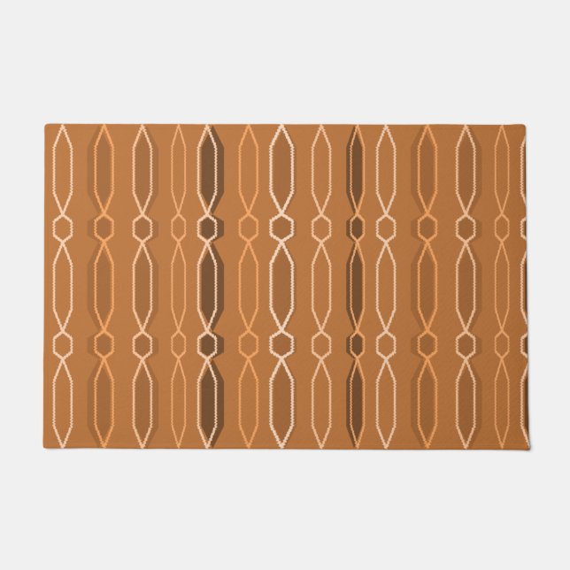 Midcentury Modern Hexagon Columns Orange Doormat (Front)