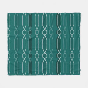 Midcentury Modern Hexagon Columns Teal Fleece Blanket
