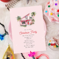 Midcentury Modern House Pink Christmas Party