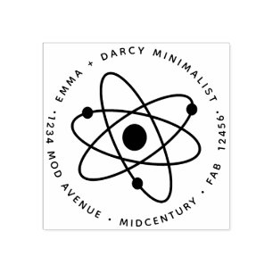 MidCentury Modern Minimalist Atomic Molecule Rubber Stamp