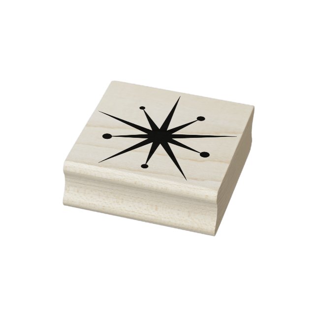 Midcentury Modern Minimalist Atomic Starburst Star Rubber Stamp (Stamp)