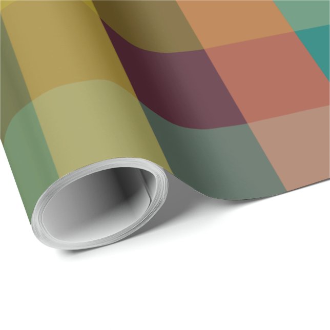 Midcentury Modern Multicolor Retro Check Pattern Wrapping Paper (Roll Corner)