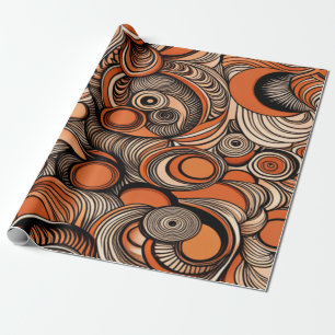 Midcentury Modern Peach Orange Abstract Pattern  Wrapping Paper