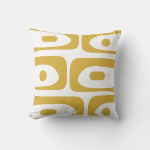 Midcentury Modern Piquet Abstract Pattern Mustard Cushion