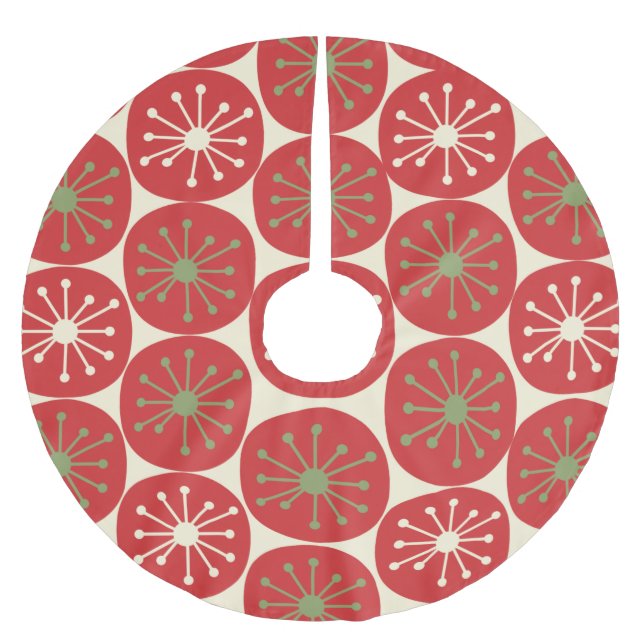 Midcentury Modern Retro Atomic Era Christmas Dots Brushed Polyester Tree Skirt (Front)