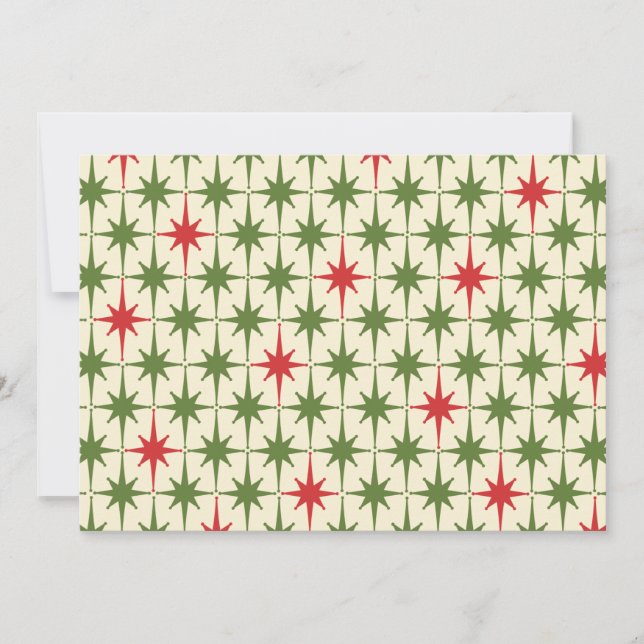 Midcentury Modern Retro Christmas Starbursts Holiday Card (Front)
