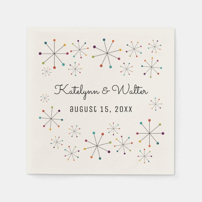 Midcentury Modern Retro Vintage Style Wedding Napkin (Front)