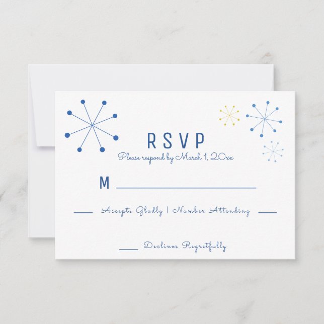Midcentury Modern Retro Vintage Style Wedding RSVP Card (Front)