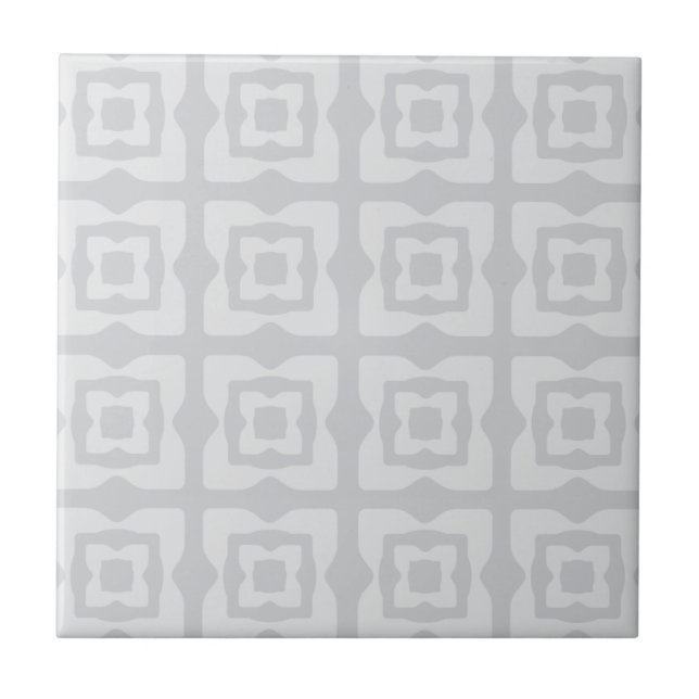 Midcentury Modern Squares Pattern Light Grey Tile (Front)