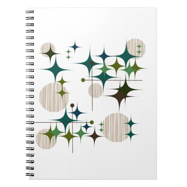 Midcentury Modern Starbursts and Globes 1 Notebook (Front)