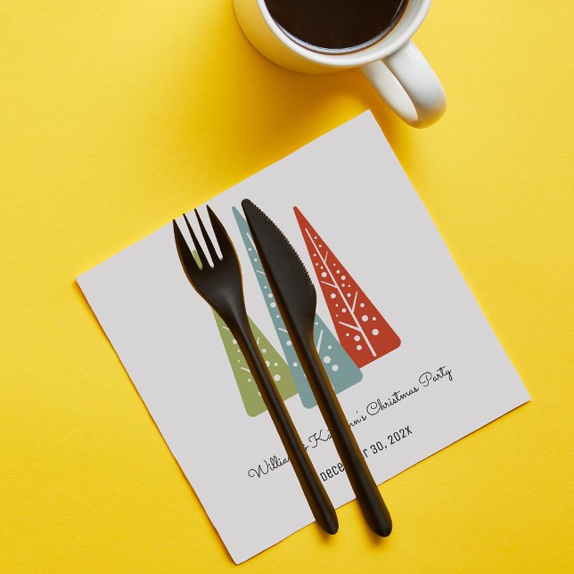 Midcentury Modern Trees Custom Christmas Party Napkin (Creator Uploaded)
