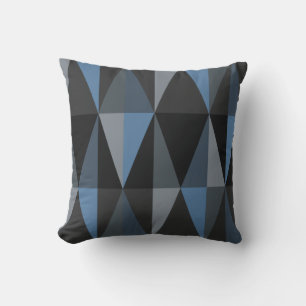 MidCentury Modern Triangles Dark Blue Cushion