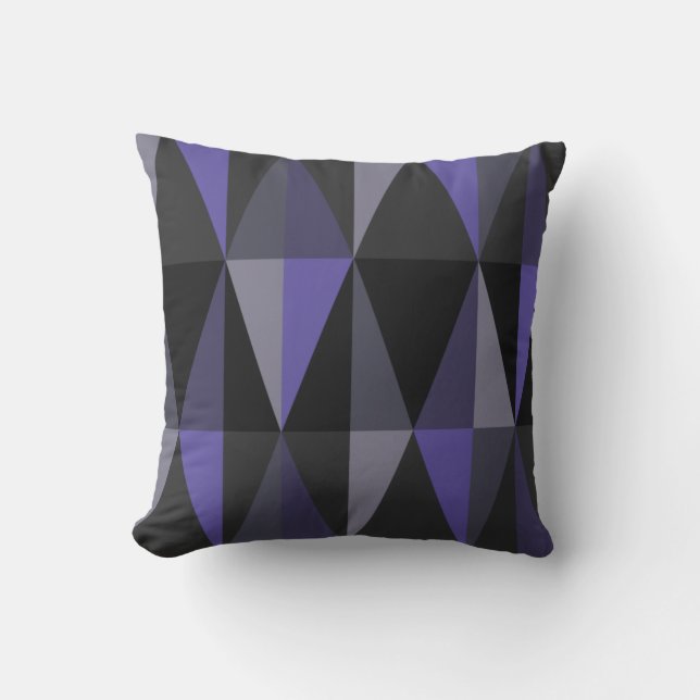 MidCentury Modern Triangles Dark Indigo Cushion (Front)