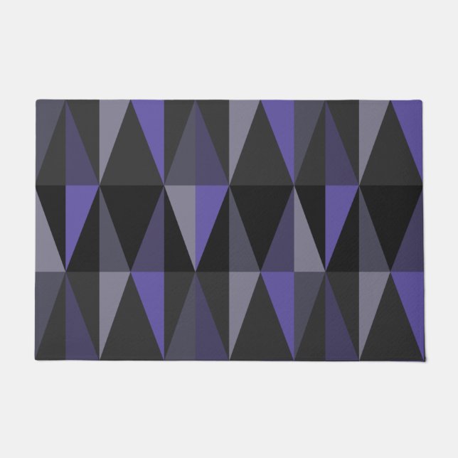 MidCentury Modern Triangles Dark Indigo Doormat (Front)