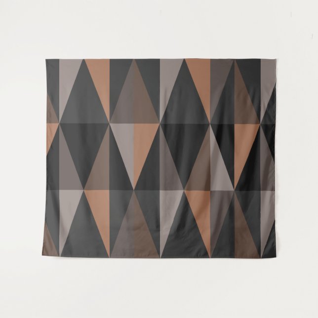 MidCentury Modern Triangles Dark Sepia Tapestry (Front (Horizontal))