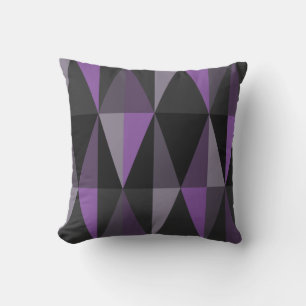 MidCentury Modern Triangles Dark Violet Cushion
