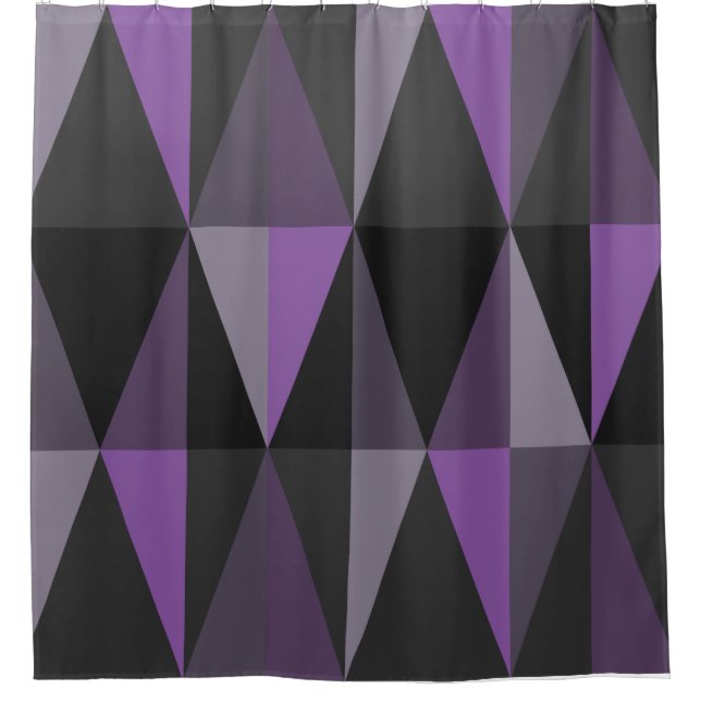 MidCentury Modern Triangles Dark Violet Shower Curtain (Front)