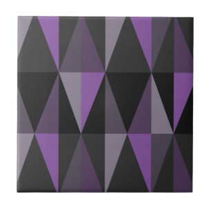MidCentury Modern Triangles Dark Violet Tile
