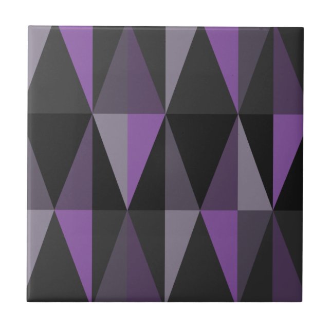 MidCentury Modern Triangles Dark Violet Tile (Front)