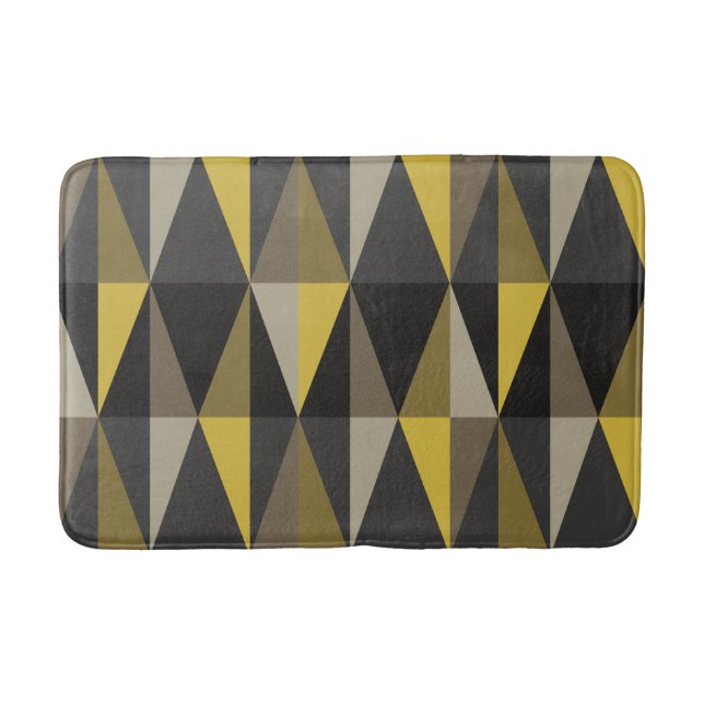 MidCentury Modern Triangles Dark Yellow Bath Mat (Front)