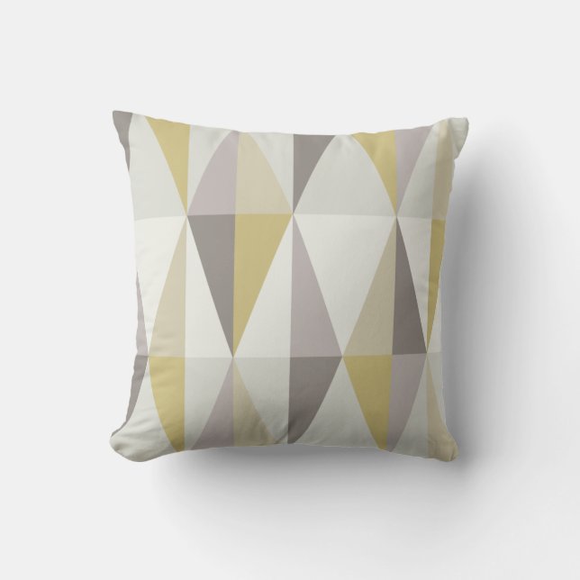 MidCentury Modern Triangles Gold Cushion (Front)