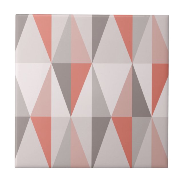 MidCentury Modern Triangles Salmon Pink Tile (Front)