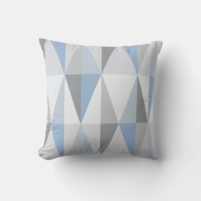 MidCentury Modern Triangles Sky Blue Cushion (Front)