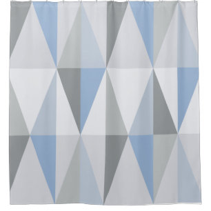 MidCentury Modern Triangles Sky Blue Shower Curtain