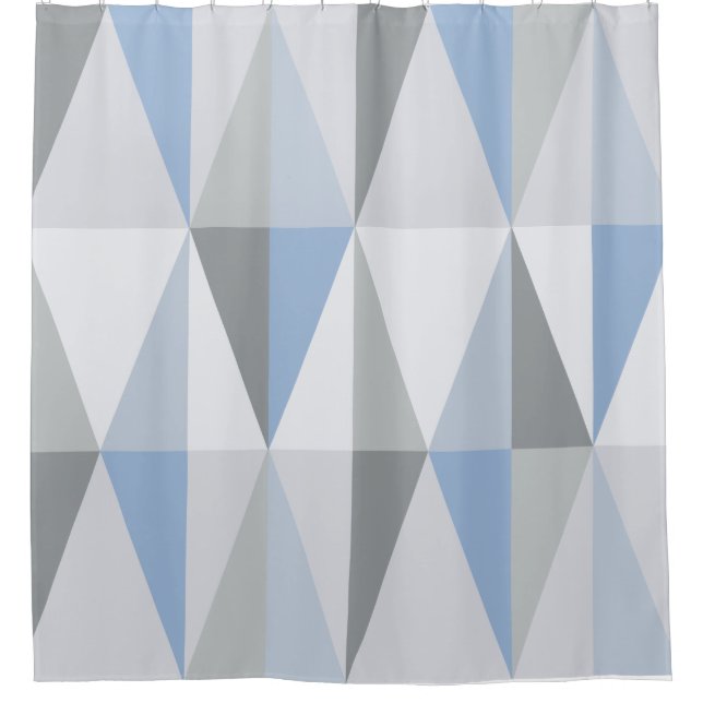 MidCentury Modern Triangles Sky Blue Shower Curtain (Front)