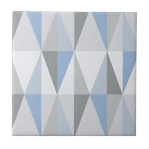 MidCentury Modern Triangles Sky Blue Tile