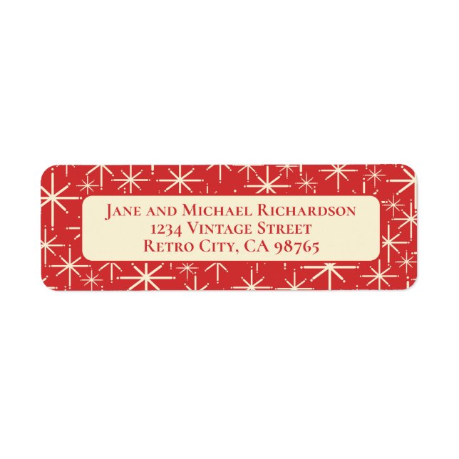 Midcentury Modern Twinkling Atomic Stars Retro Red (Front)