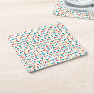 MidCentury Modern Vintage Retro Abstract Art Square Paper Coaster