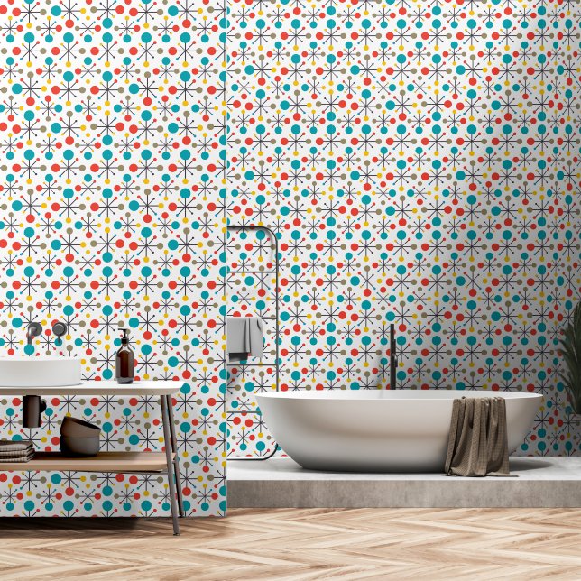 MidCentury Modern Vintage Retro Abstract Elegant Wallpaper (Bathroom)