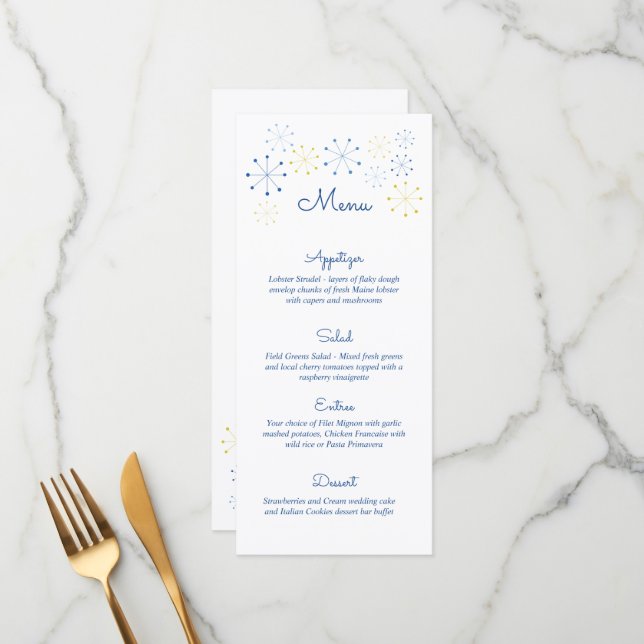 Midcentury Modern Vintage Style Wedding Menu (Front/Back In Situ)