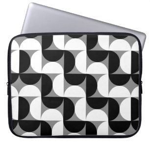 Midcentury Pattern Bowls Black White Laptop Sleeve