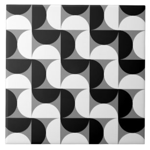 Midcentury Pattern Bowls Black White Tile