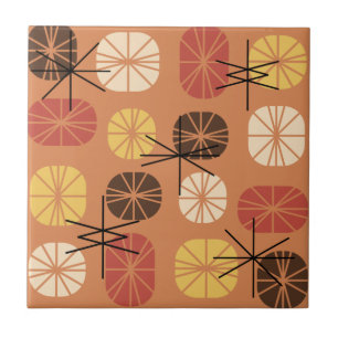 Midcentury Pattern Oblongs Autumn Orange Tile