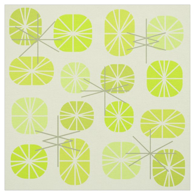 Midcentury Pattern Oblongs Chartreuse Fabric (Swatch)
