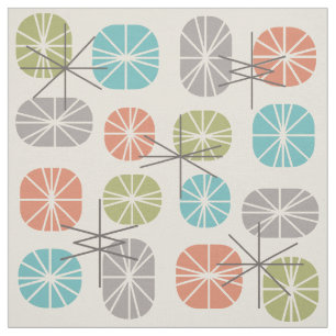Midcentury Pattern Oblongs Colourful Multicolored Fabric
