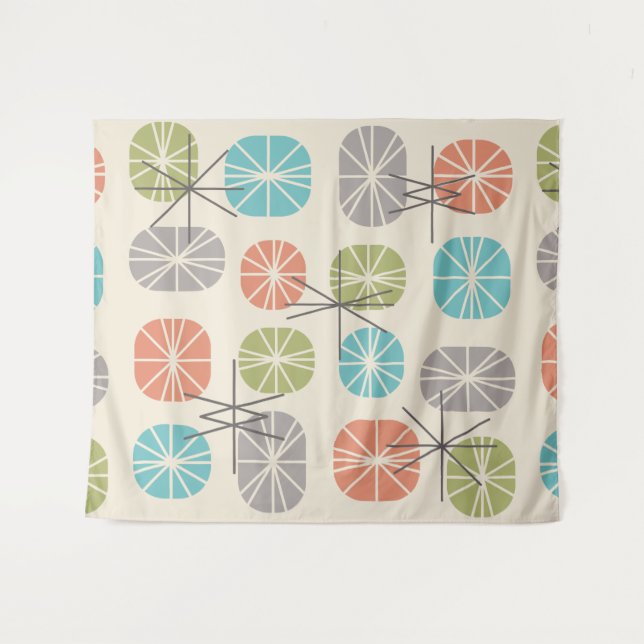 Midcentury Pattern Oblongs Colourful Multicolored Tapestry (Front (Horizontal))
