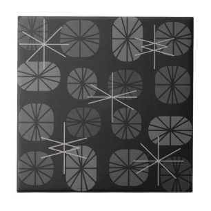 Midcentury Pattern Oblongs Dark Grey Tile