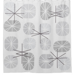 Midcentury Pattern Oblongs Light Grey Shower Curtain